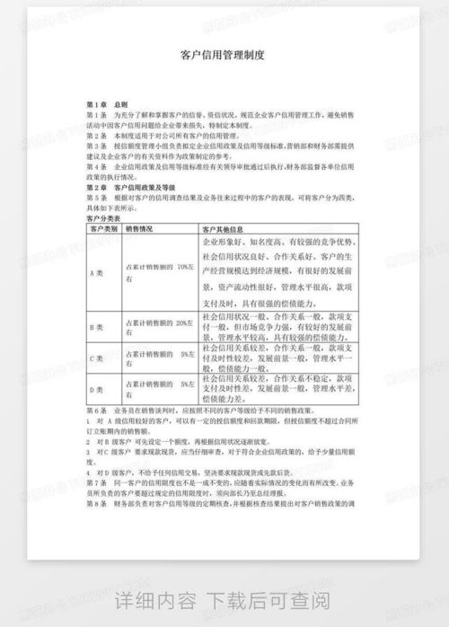 简易版公司客户信用管理制度word模板下载 编号qpemypnl 熊猫办公